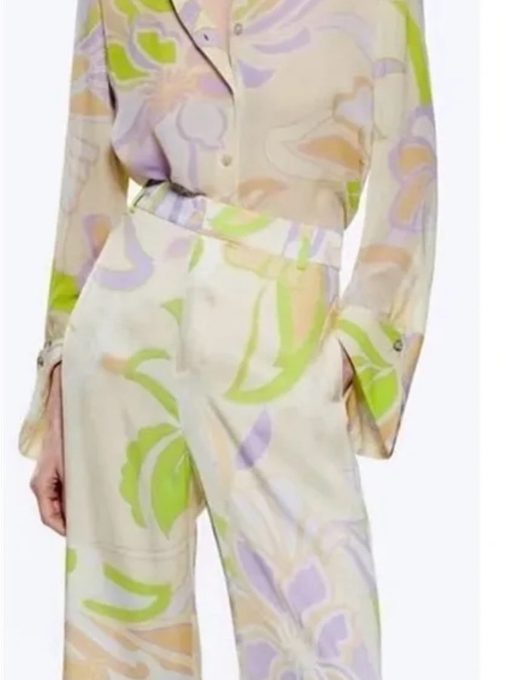 Zara Printed Wide-Leg Pants  / silky like